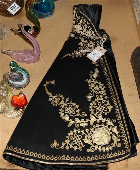 Black gold embroidered cape